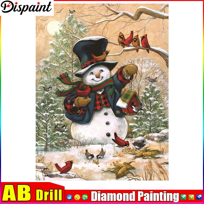 

Dispaint AB 5D Diy Diamond Painting Cross Stitch "Snowman Bird Animal" Home Decor Full Rhinestones Inlay Diamond Embroidery