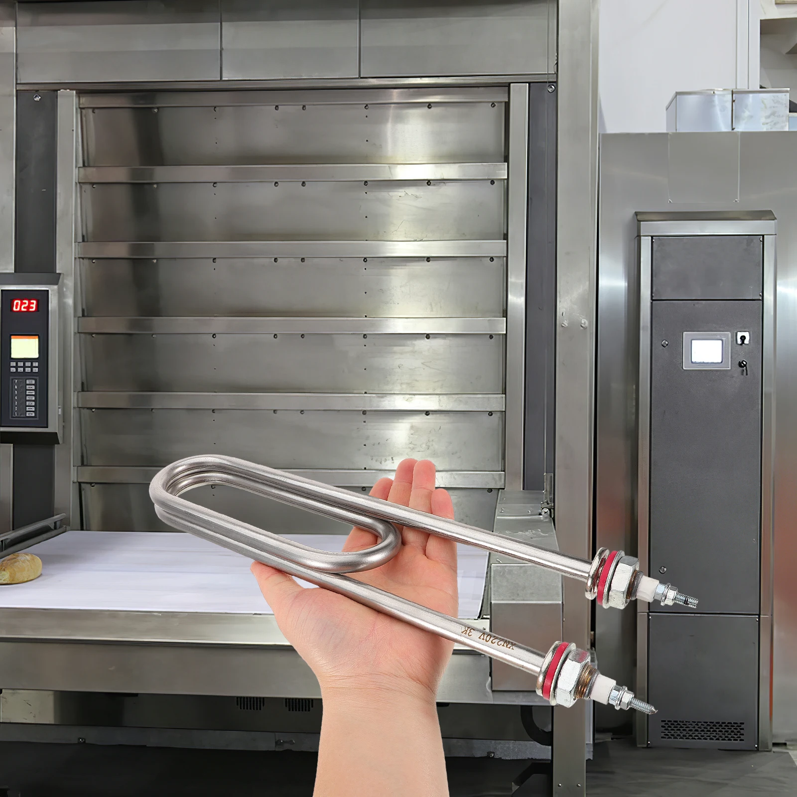 

220V 3KW 290mm Electric Heating Element for Rice Steamer Sturdy Tubular Heater Replacement Stainless Steel Energy Efficient