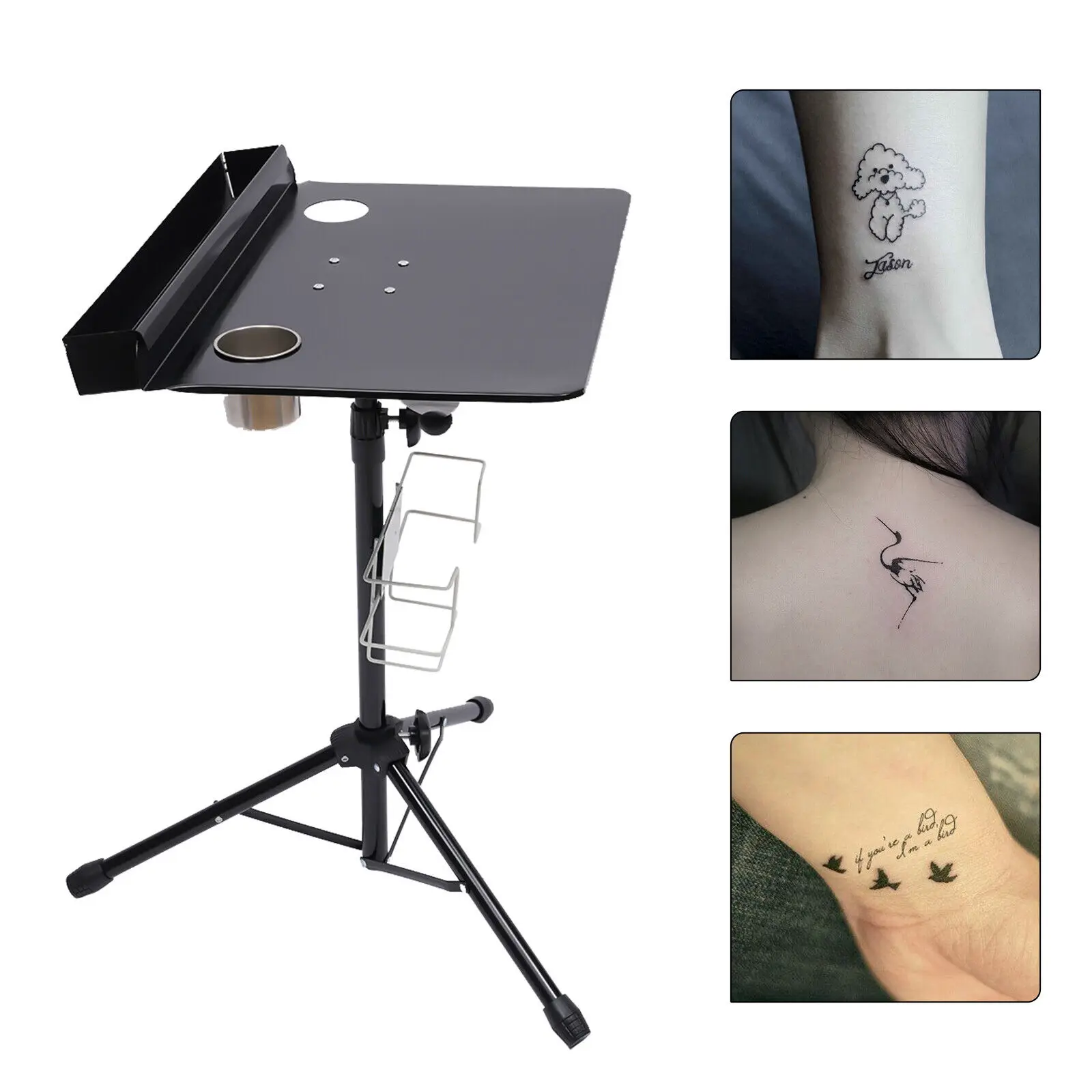 Tattoo Workstation Height Adjustable Salon Instrument Tray Large Portable Mobile Tattoo Desk Table for Beauty Salon and Tattoo