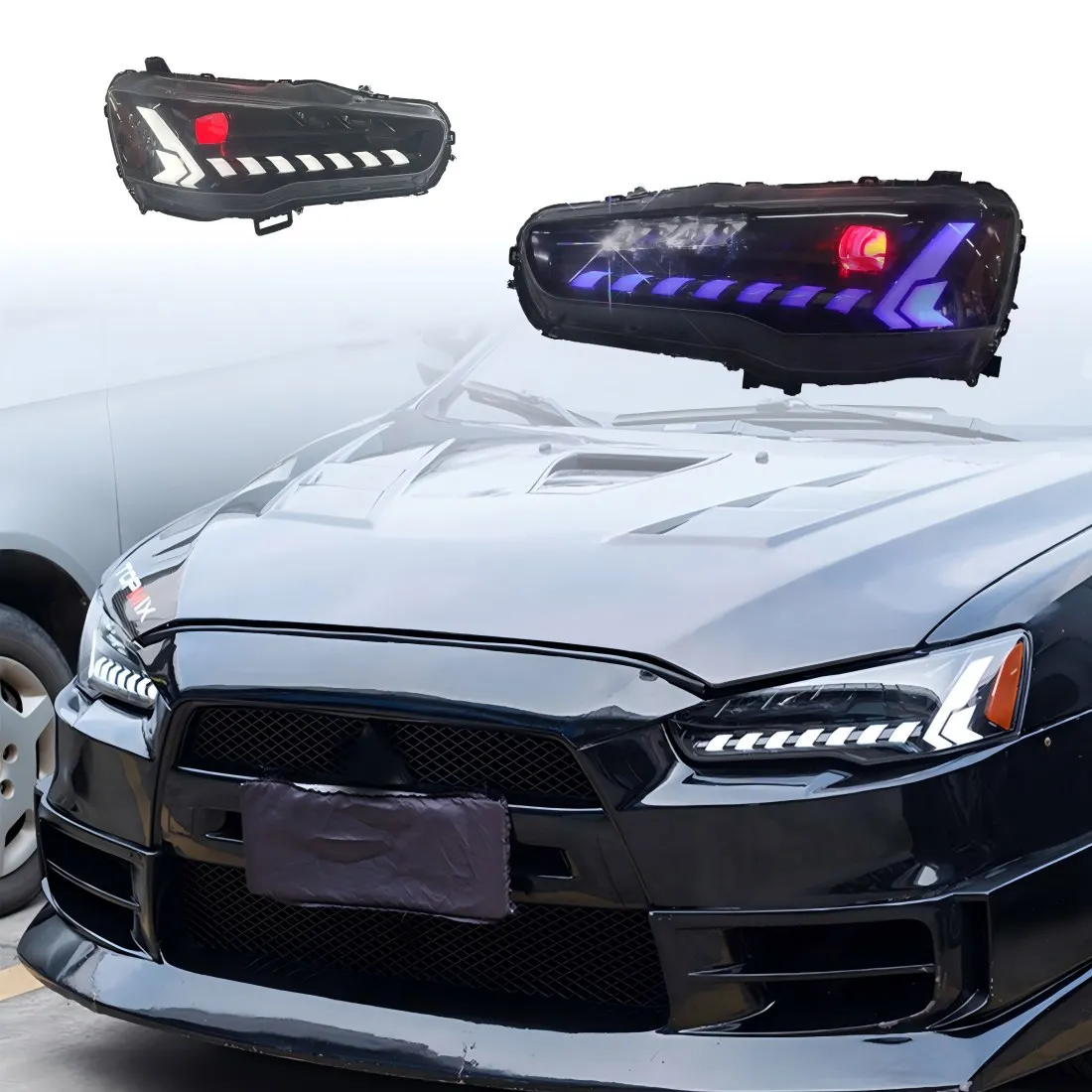 LED Headlights for Mitsubishi Lancer  EVO X 2008-2020 Dynamic Signal Animation DRL Head Lamp