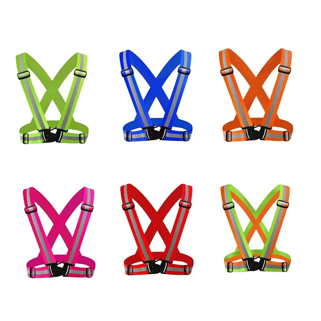 Reflective , Elastic Belt, Bright Neon Color with Reflective Strips, 6 Colors Available