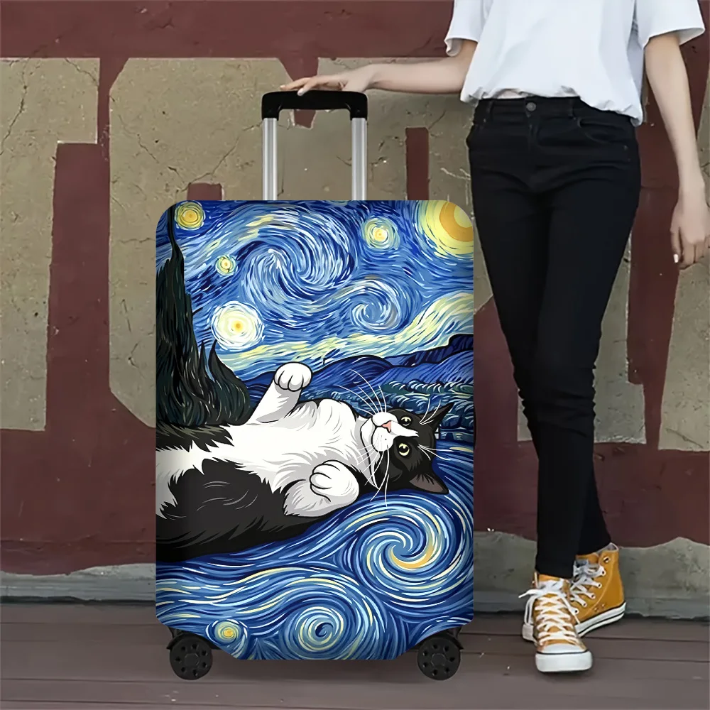 capa-de-bagagem-com-estampa-de-gato-van-gogh-starry-night-1-peca-para-bagagem-de-18-a-32-polegadas-acessorios-de-viagem-elasticos-e-a-prova-de-poeira-para-protecao-eficaz