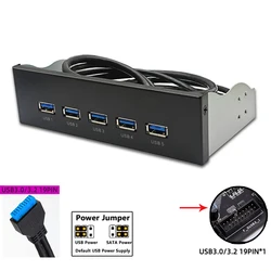 20Pin 5Port USB 3.0 Front Panel 5Gbps USB3.0 Hub Expansion Cable Adapter Metal Bracket for PC Desktop 5.25 inch CD-ROM Drive Bay