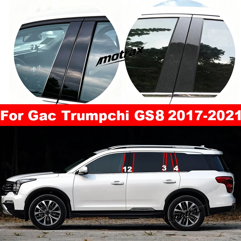 For GAC Trumpchi GS8 2017 2018 2019 2020 2021 Car B C Pillar Middle Central Column PC Window Decoration Protection Stickers