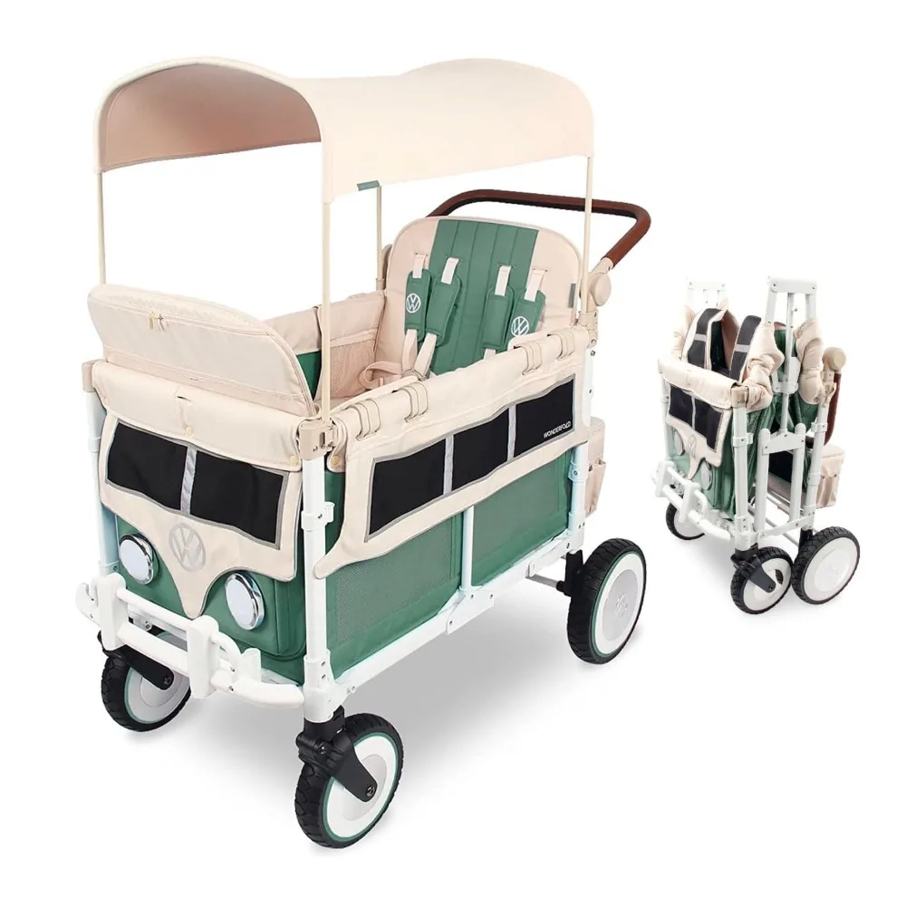Stroller Wagon (4 Seater) - Collapsible Wagon Stroller with Bumper, Functioning Headlights, and All-Terrain XL