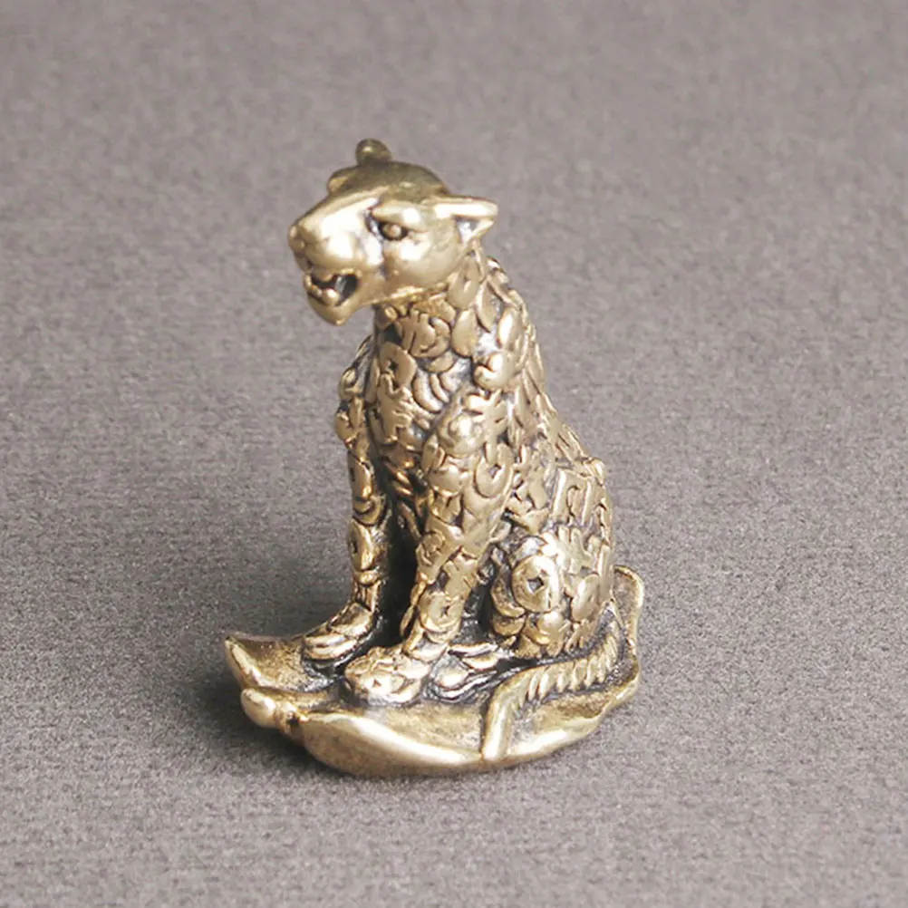 

Vintage Brass Leopard Statue Exquisite Desktop Decor Home Decoration Art Craft for Shelf Table Indoor Outdoor Use