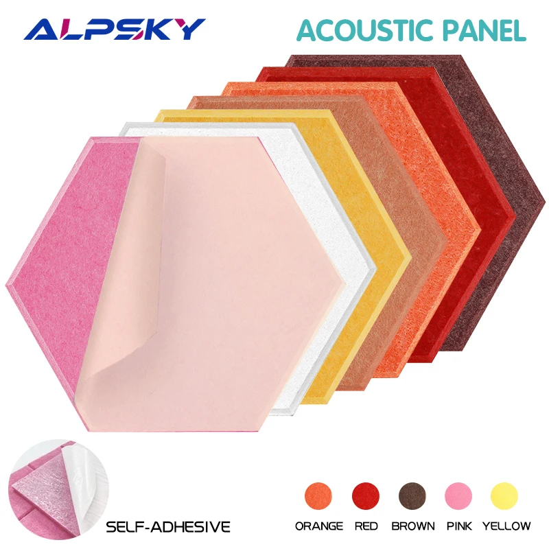 

6Pcs Hexagon Polyester Wall Panels Soundproofing Self-adhesive Sound Proof Acoustic Panel Study Esports Room Nursery Wall Decor