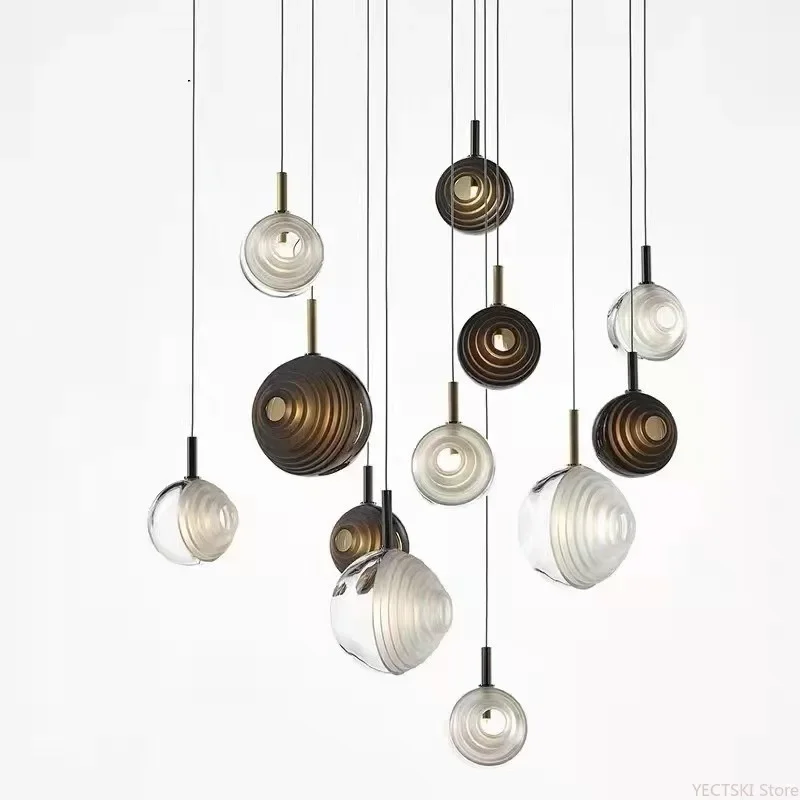 

GHJUYIOL Simple glass chandelier, dining room, coffee shop, bedroom, bedside, staircase, exhibition hall, spherical chandelier