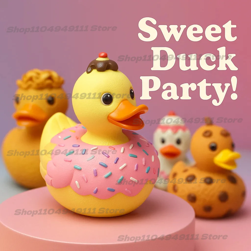 

Adorable Fruit Cake Duck Resin Craft – Cute Decorative Duck With Sprinkles & Donut Design, Creative Home Decor Ornament