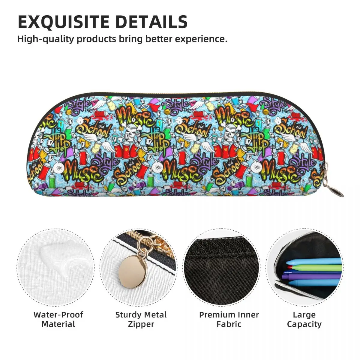 Hip Hop เพลง Graffiti ดินสอกรณีดินสอกระเป๋าเก็บเครื่องเขียนขนาดใหญ่ความจุกล่องปากกาดินสอกระเป๋าสําหรับนักเรียนโรงเรียน