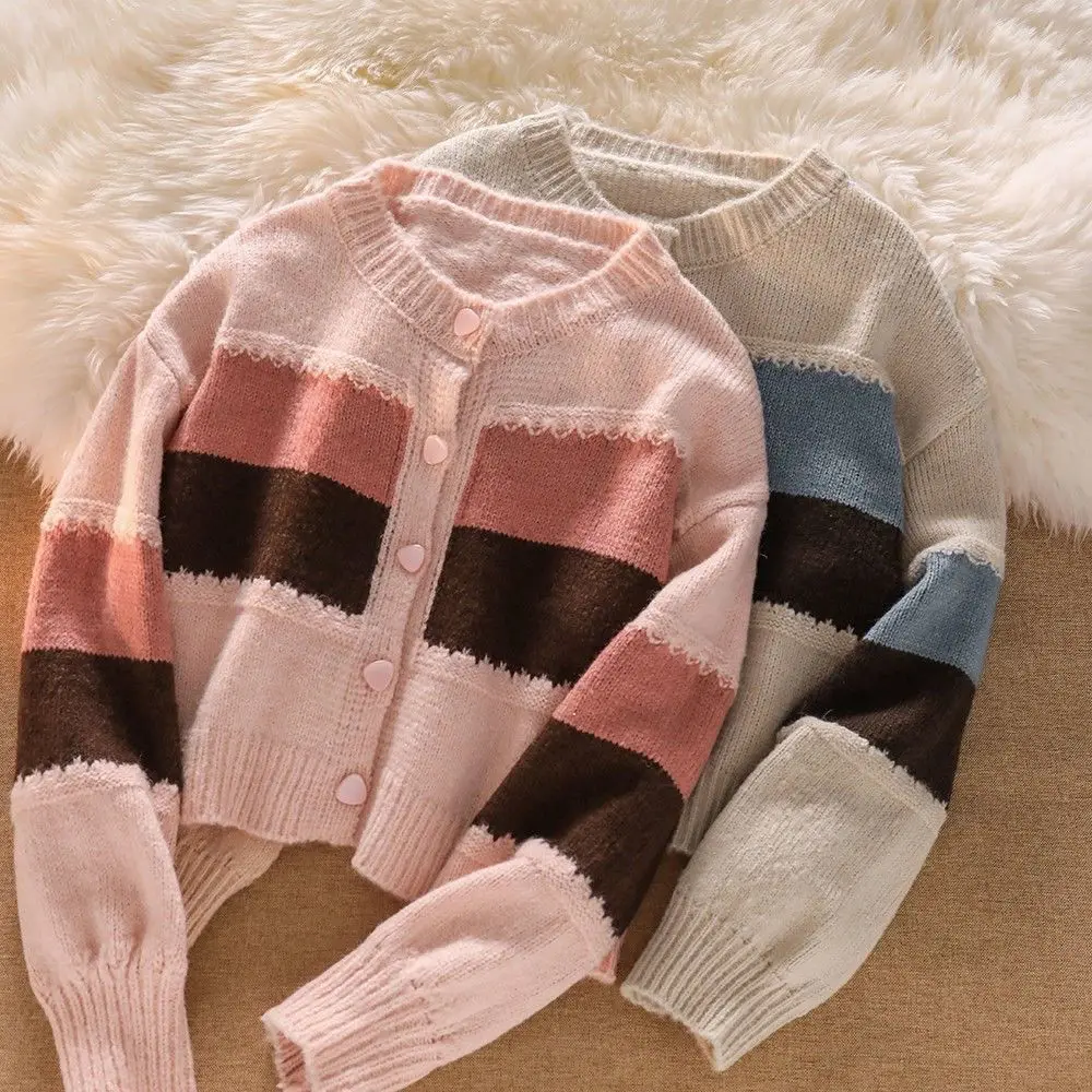 2024 Autumn/Winter Korean Edition New Women's Knitted Sweater Lazy Style Loose Knitted Cardigan Sweater