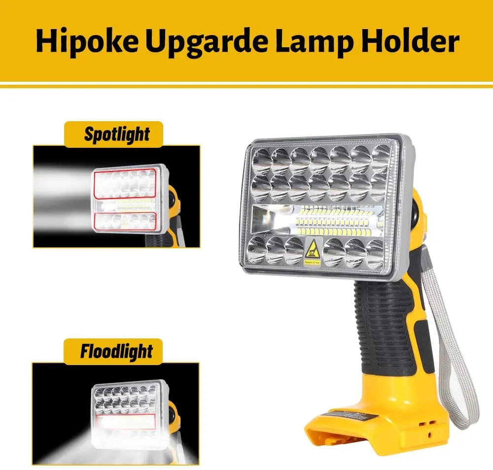 Imagem -02 - Lâmpada Luz de Trabalho Ferramenta Luz Spotlight ao ar Livre Luz Led para Dewalt 18w Polegada 14.4v20v Bateria de Íon de Lítio Dcb182 Dcb200