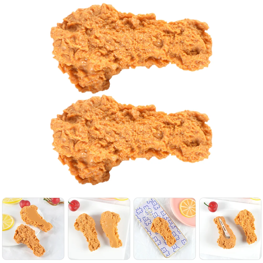 

2 Pcs Artificial Chicken Drumstick Fried Model DIY Fridge Magnet Photo Props Desktop