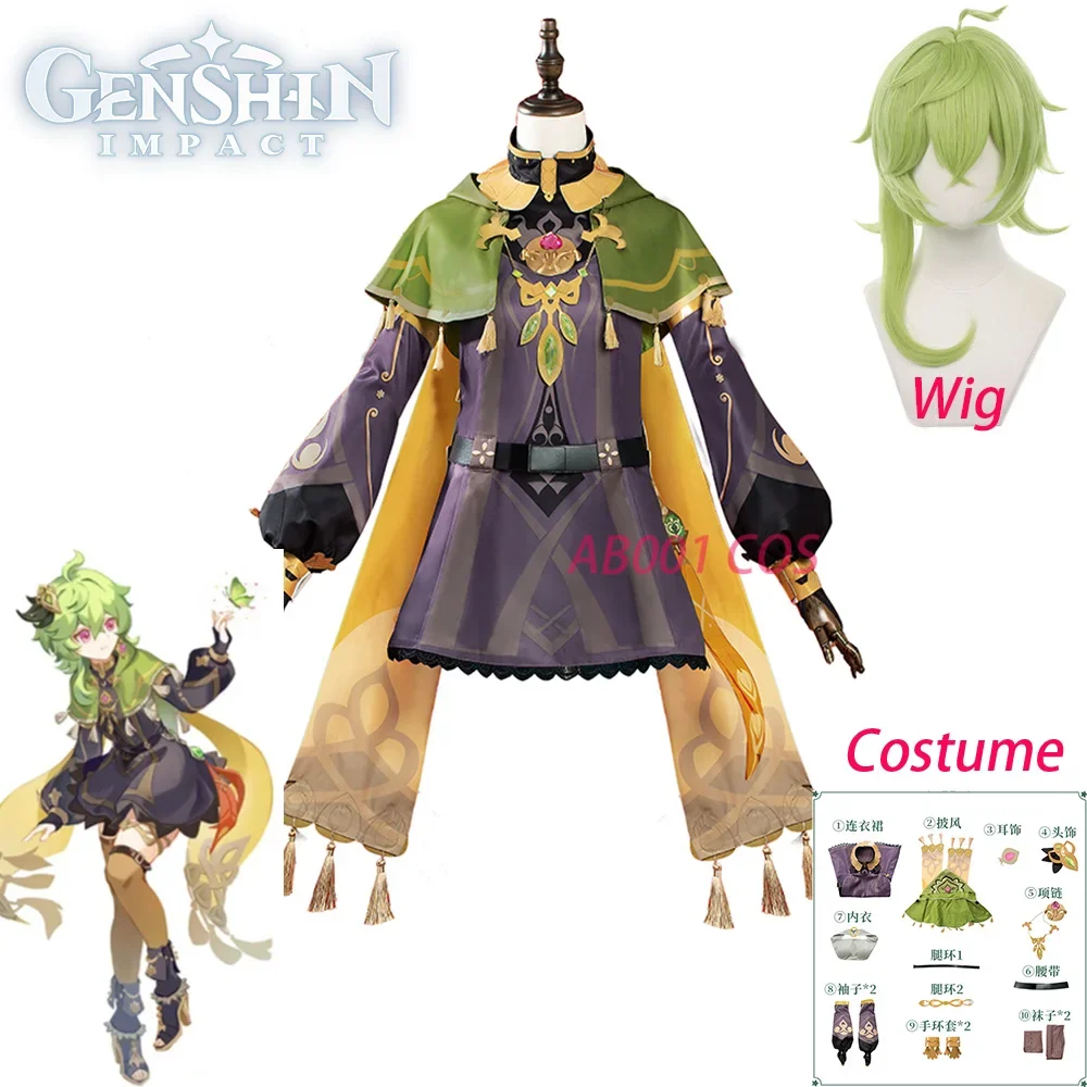 Game Genshin impact Collei Cosplay Costume Genshin Collei Wig Halloween Costume For Women Girls Clothes Cos