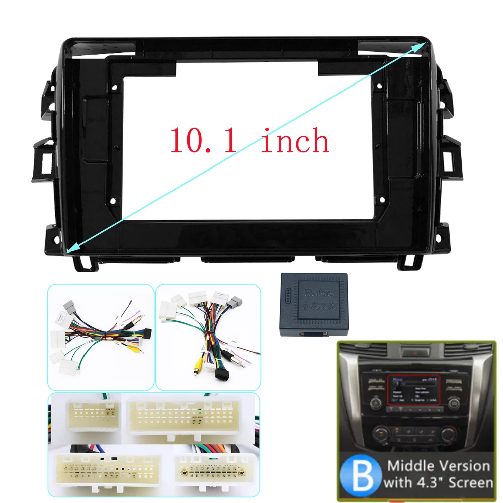 Car Android Radio Frame For Nissan Navara Frontier NP300 D23 9/10 inch Fascia Stereo Panel Harness Wire Canbus Box Decoder