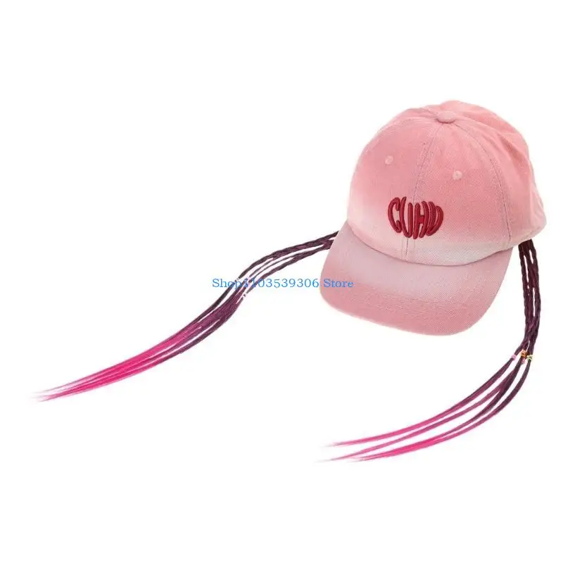 

400A Long Braids Baseball Hat Fashionable Children Wigs Hat Sweet Cool Girls Hat for Role Playing and Themed Event