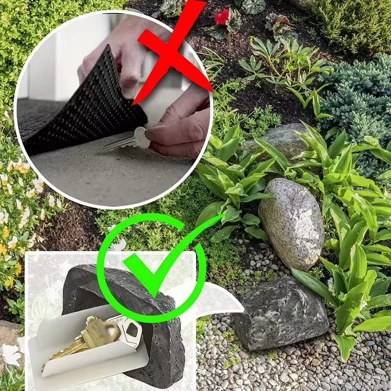 Hidden Doorstep Key Box Decorated with Stone Shaped Hidden Storage Box Outdoor Courtyard Resin Hidden Doorstep Key Box Container