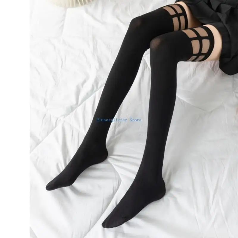 

652B Women's Lolitas Over Knee High Socks Anime Cosplay Costume Hollow Thigh High Stockings Long Boot Stockings Hosiery