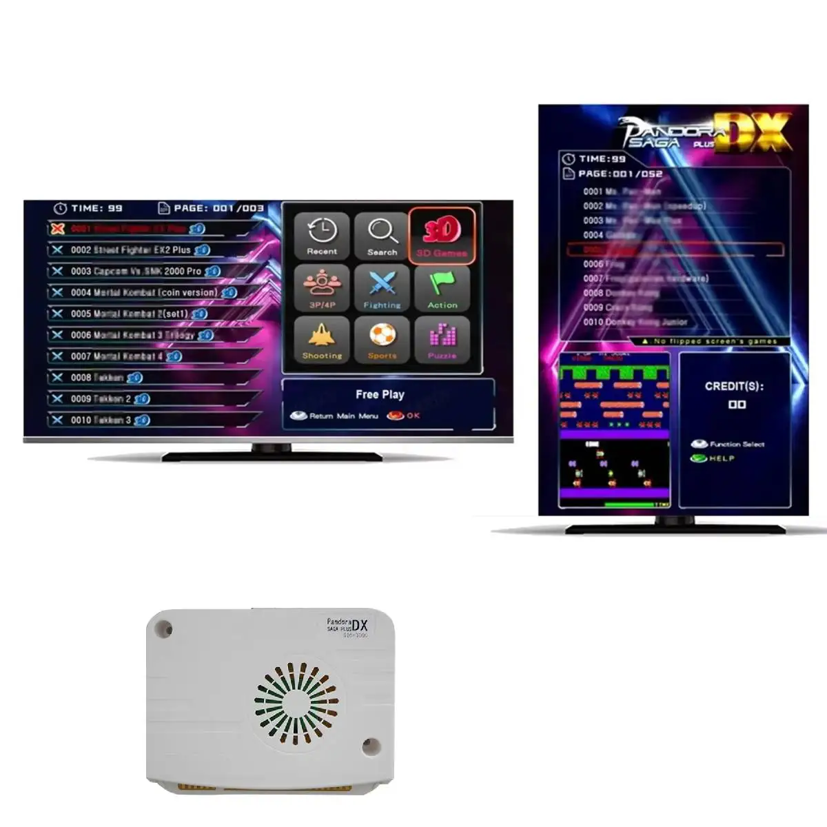 

DX Plus 3000 Horizontal 516 Vertical Jamma PCB Arcade Game Box Support 3P/4P Games 3 Sided Cocktail CRT VGA USB Trackball