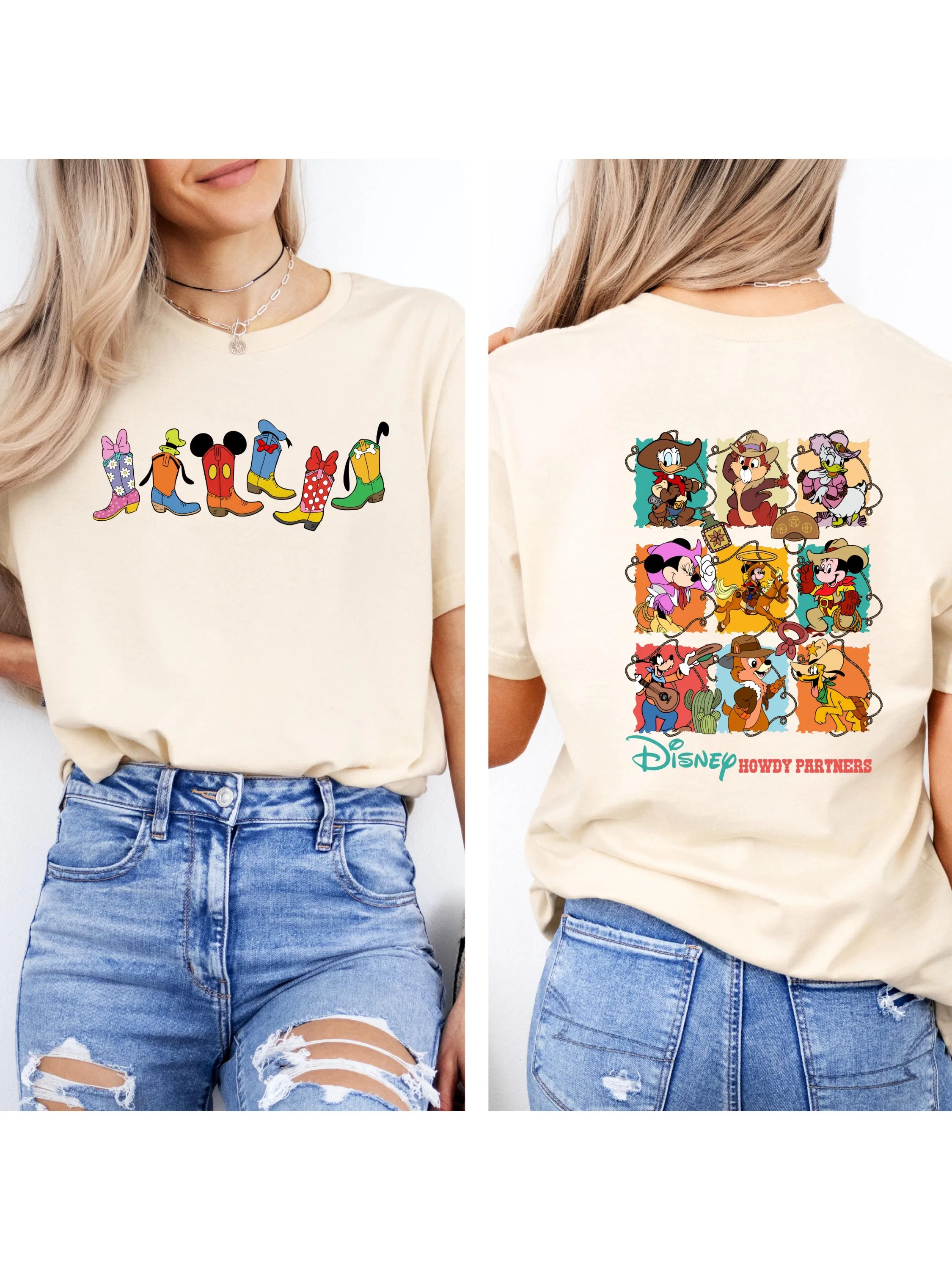 Disney bottes T-Shirt Western Disney chemise Mickey et amis chemise Chip et Dale chemise Disney Howdy Partners chemise