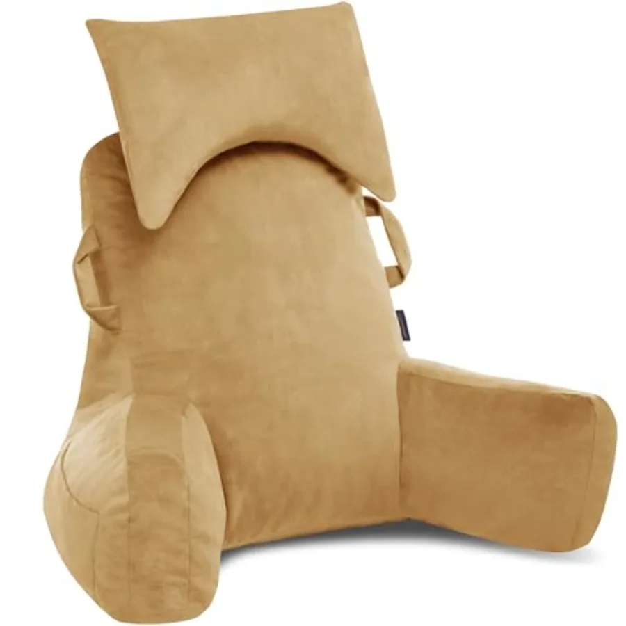 

Portale Reading Pillows wit eadrest for ed Sitting Up Camel Oeko-Tex Veet ack Pillow wit Arms and Pockets for Adults Support Me