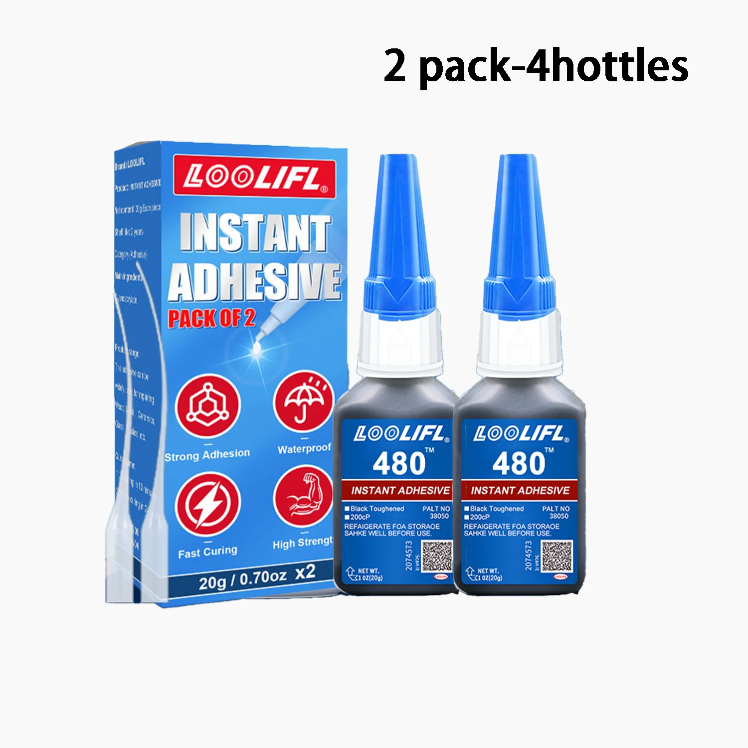 LOOLIFL 480 Upgradekit Zwarte superlijm Cyanoacrylaatlijm Snelle kunststof Hout Metaal Banden Rubberen schoenen Sterke reparatielijm