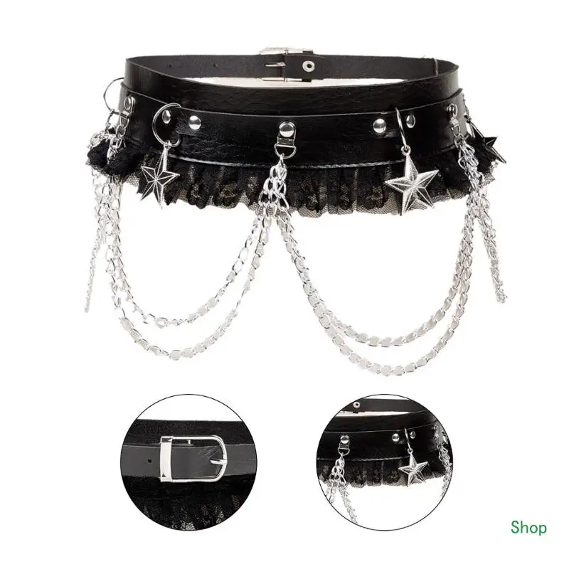 

Dropship Punk Waist Belts for Jeans Pants Belt Wide Lace Belt Cool Girls Body Jewelry