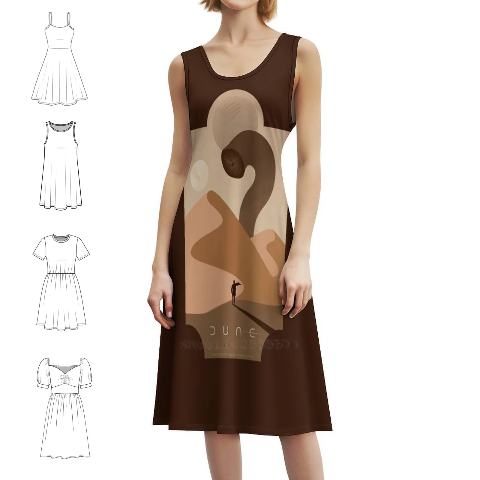 Arrakis دودة الرمل الأزهار سموك فستان للنساء الربيع الصيف فستان كاجوال للحزب 2020 2021 فيلم مروحة الفن الملابس النسائية #1