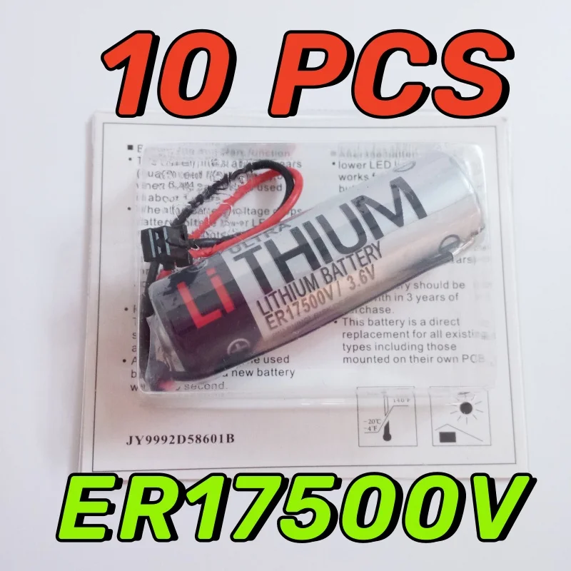 10PCS Original New ER17500V ER17/50 CS1W-BAT01 3.6V 2700mAh PLC Lithium Battery With Black Plugs Connectors