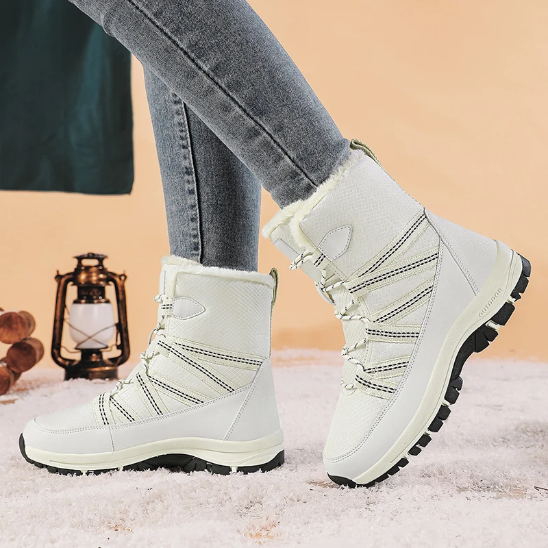 

Large Size Women's Snow Boots Comfortable Warm Waterproof Non-Slip Cotton Shoes for Cold Weather