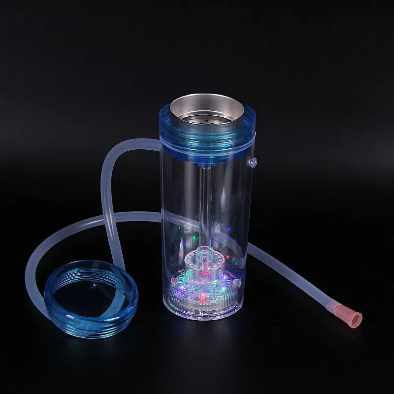 R&R LED Handheld Hookah Cup with Tobacco Bowl Retractable Hose Water Pipe for Smoking Nargile Shisha Completo Travel Tools