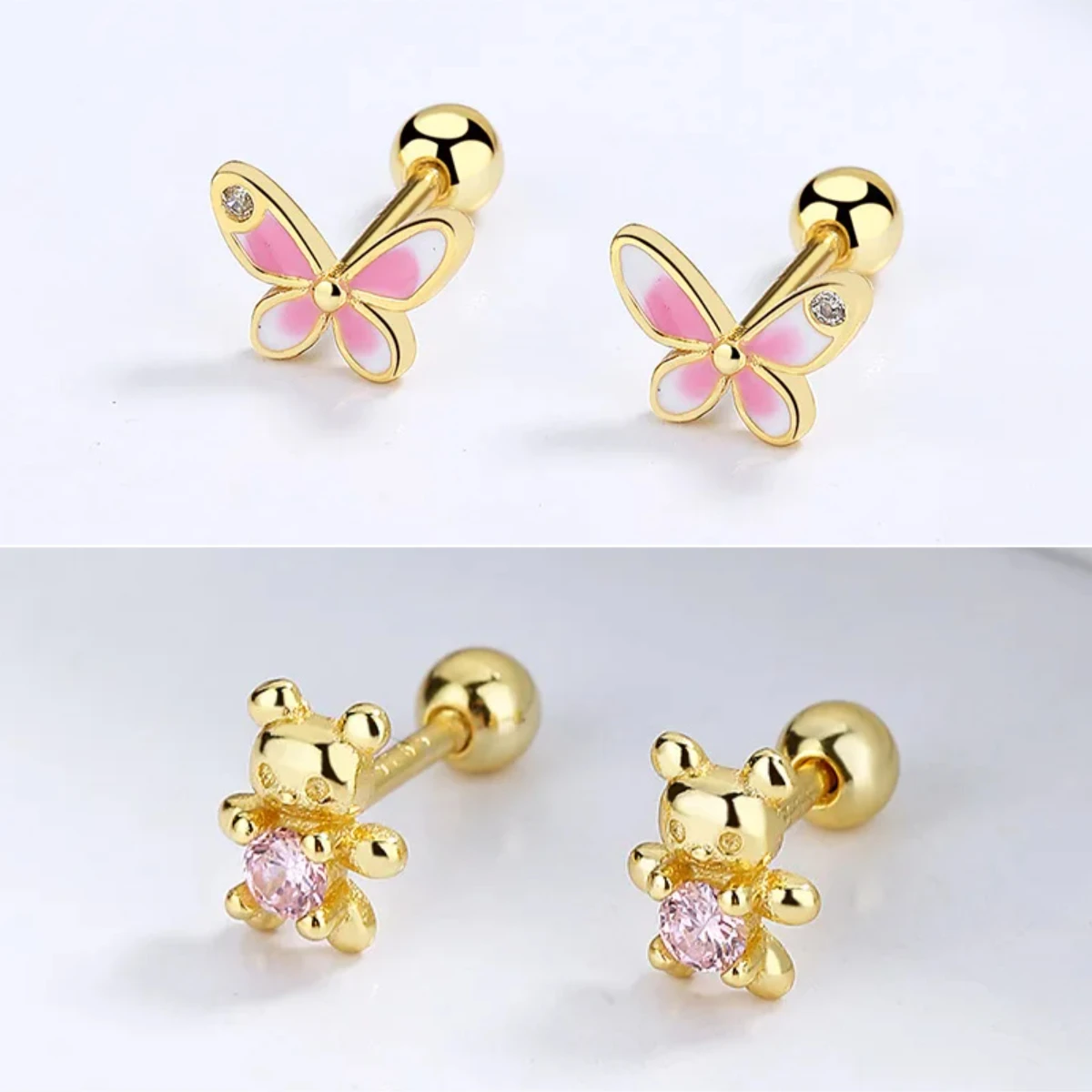 2 Stück Helix-Ohrstecker für Frauen, Zirkon-Herz-Schmetterling-Ohrpiercing, Tragus-Knorpel-Piercing-Zubehör, Schmuckgeschenk