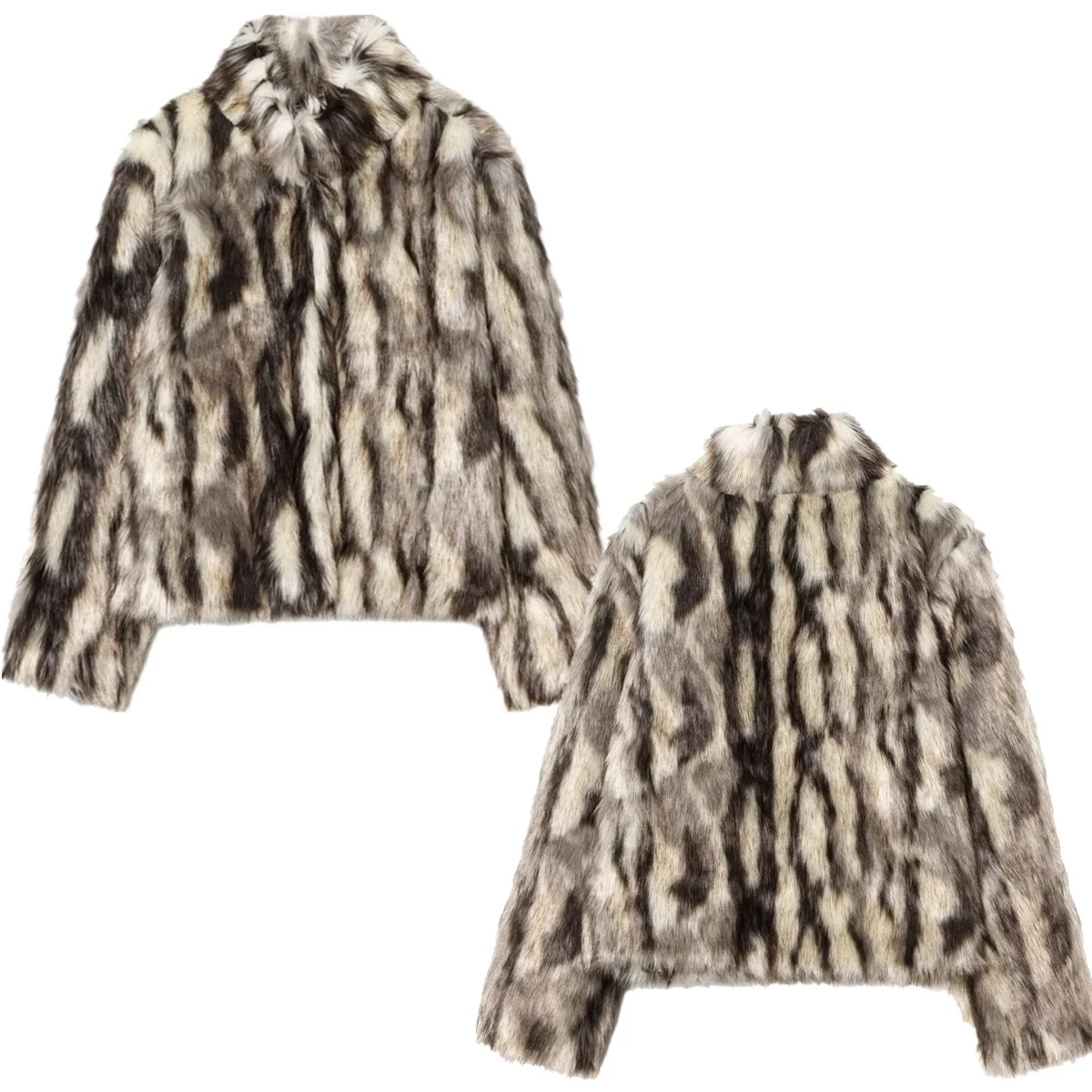 Maxdutti français rétro Animal fausse fourrure manteau chaud minimaliste imprimé léopard manteau d'hiver hauts veste femme vêtements femme