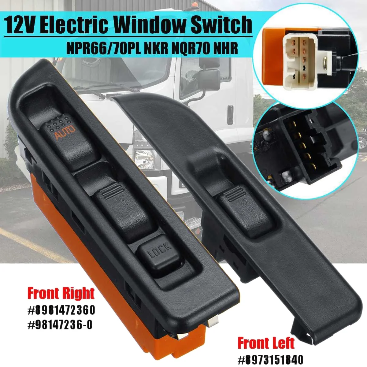 2Pcs Car Front Left & Right Side Electric Window Switch for ISUZU NPR66/70PL NKR NQR70 NHR RHD 8973151840 8981472360