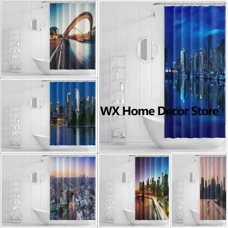 

City Night View Shower Curtain with Durable Waterproof and Mildew-Resistant Materials