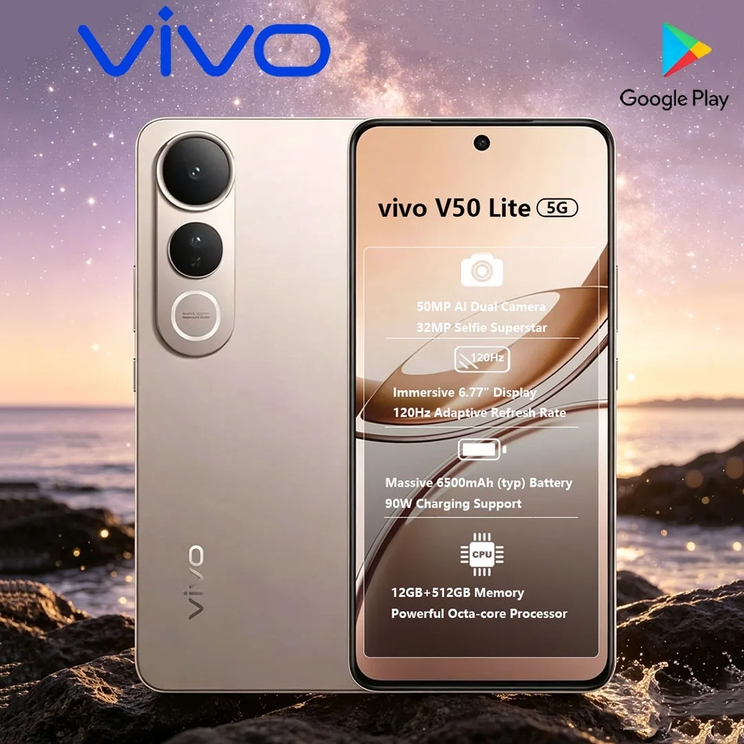 New VIVO V50 Lite 5G Unlocked Android Smartphone 512GB Large Memory Dual-SIM Gaming And High Screen Refresh Rate Mobile Phone