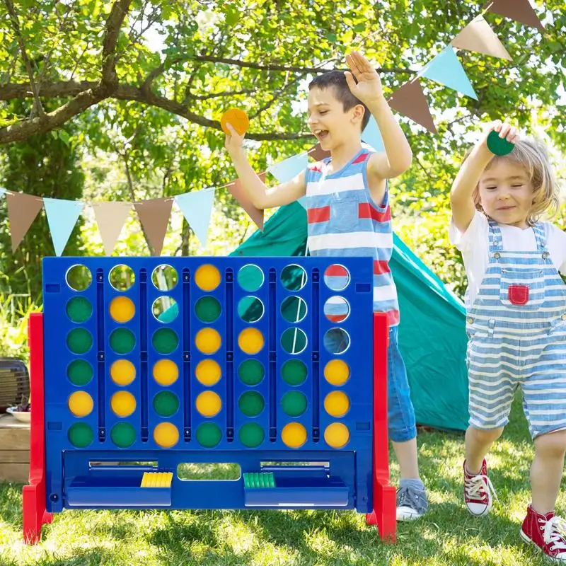 Jumbo 4-to-Score Connect Game Set with Carrying Bag and 42 Coins-Red