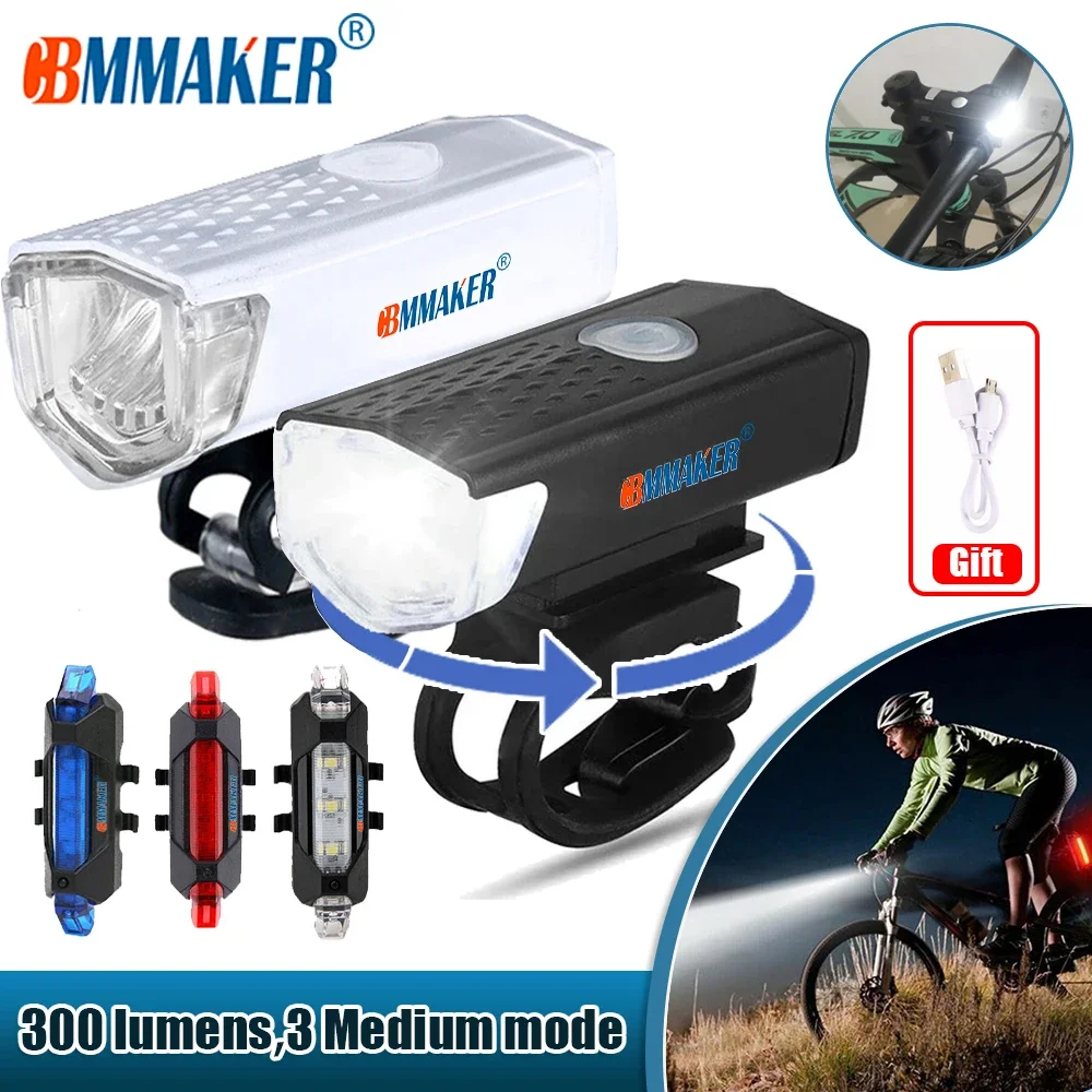 

USB Bicycle Light Mountain Cycle Front Back Bike Light Taillight Waterproof Cycling Warning Light Bicycle Flashlight