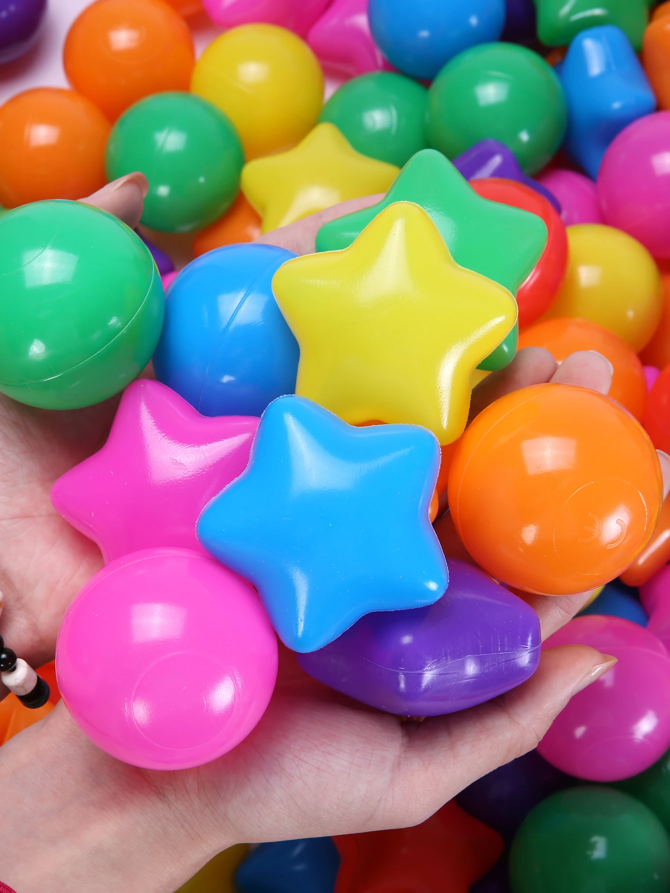 عبوة كرة مقاومة للسحق مكونة من 150 كرة بلاستيكية مقاس 2.16 بوصة على شكل نجمة وشكل دائري للأطفال خيمة لعب داخلية وخارجية #4