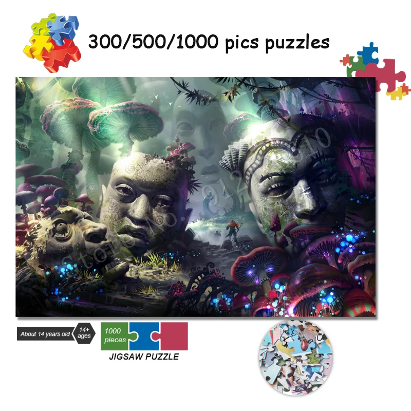 300/500/1000 Pics Sculpture Artwork Mushroom Puzzles Fantasy Nature Jigsaw Puzzle Underwater Landscape Head Decompression Gifts