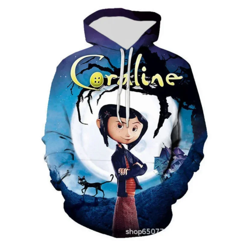 Cosbao cosplay coraline traje com capuz para crianças impressão 3d hoodies meninos meninas dos desenhos animados anime pullovers da criança crianças camisolas topo