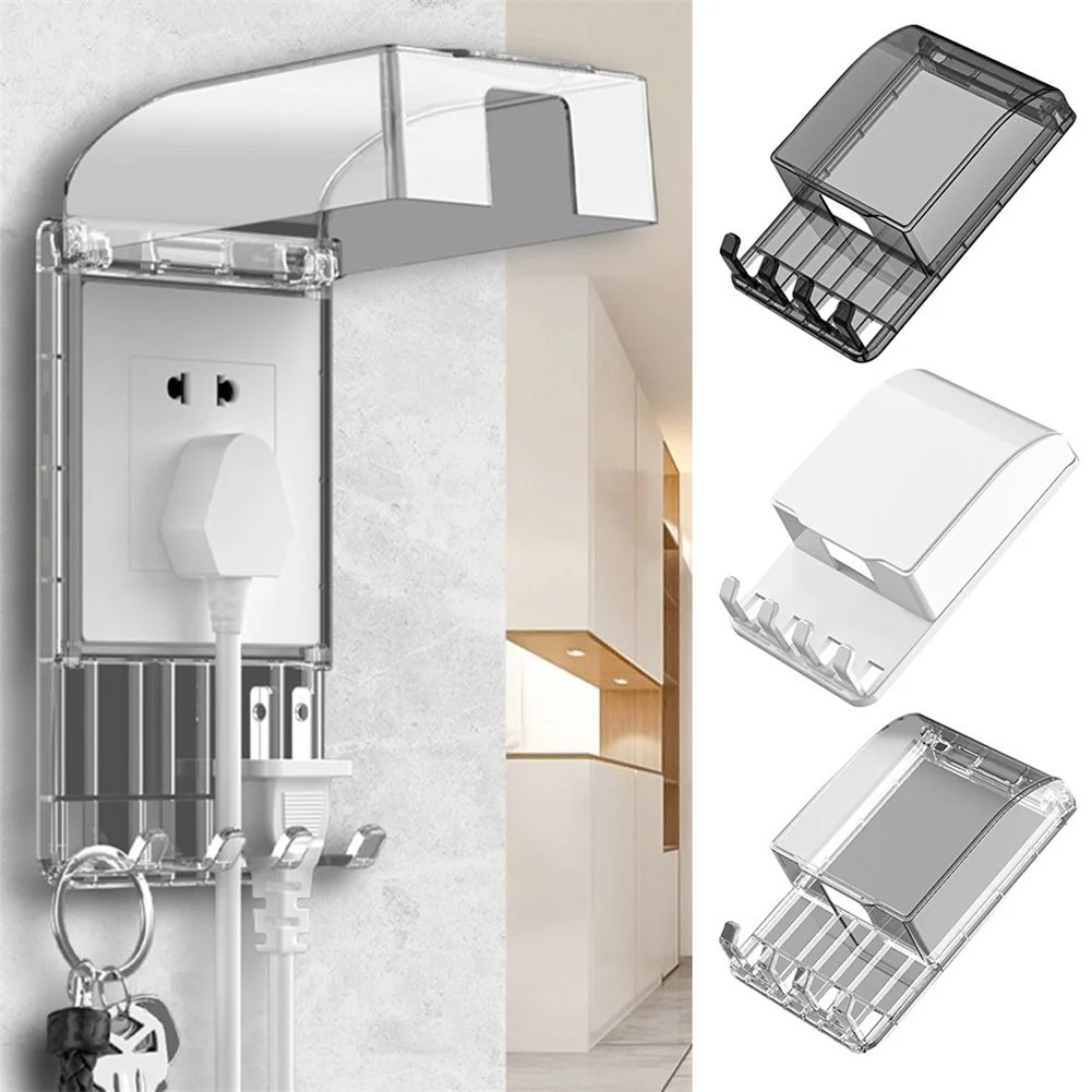 

Outlet Cover Black,Transparent,White Socket Cover Waterproof Protection Hook For Cord Storage Peel-and-stick Installation