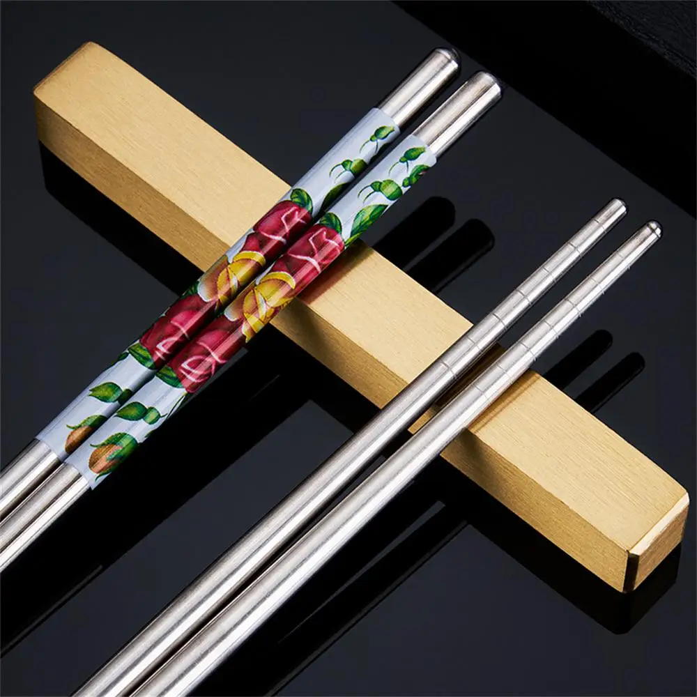 4~10PAIRS Porcelain Chopsticks Anti-rust Non-slip Chopsticks Durable Stainless Steel Long Lasting Chopsticks Travel Essentials