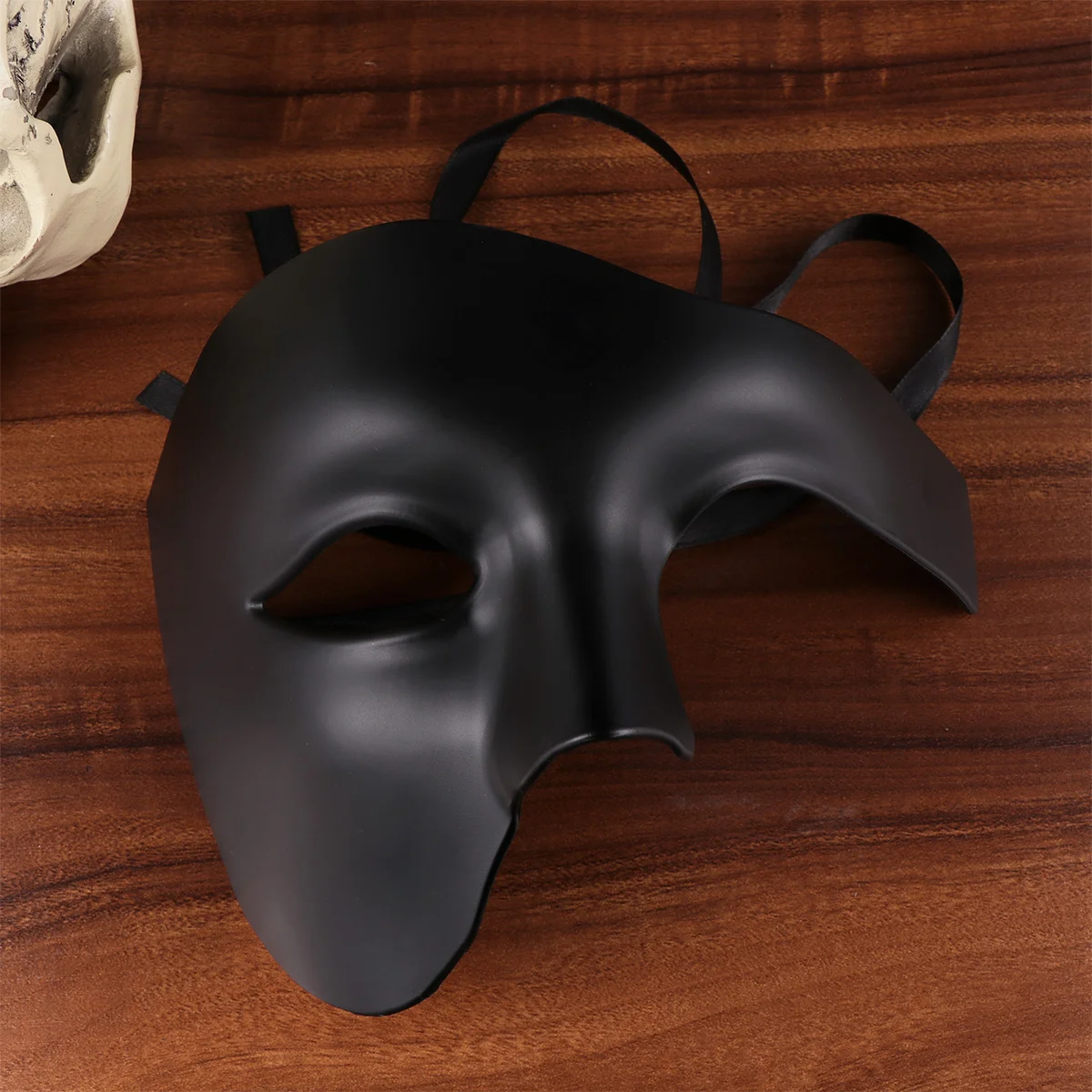 Halloween One-eyed Mask Masquerade Mask Delicate Retro Solid Color Half Face Mask for Cosplay Party Festival Black