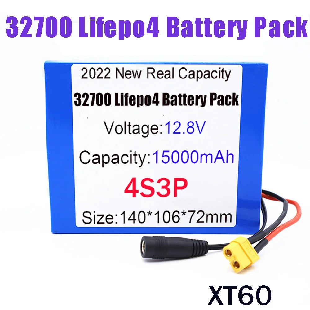 

100%New 32700 Lifepo4 Battery Pack 4S3P 12.8V 15Ah 4S 40A 100A Balanced BMS for Electric Boat and Uninterrupted Power Supply 12V