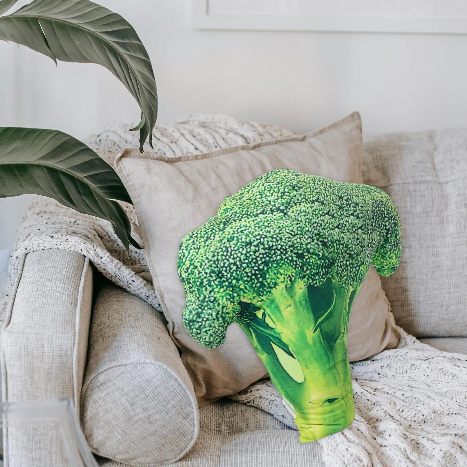 

Realistic Broccoli Cushion Soft Vegetable Pillow Decorative Throw Cushion for Bed Couch Sofa Creative Home Decor for Kids