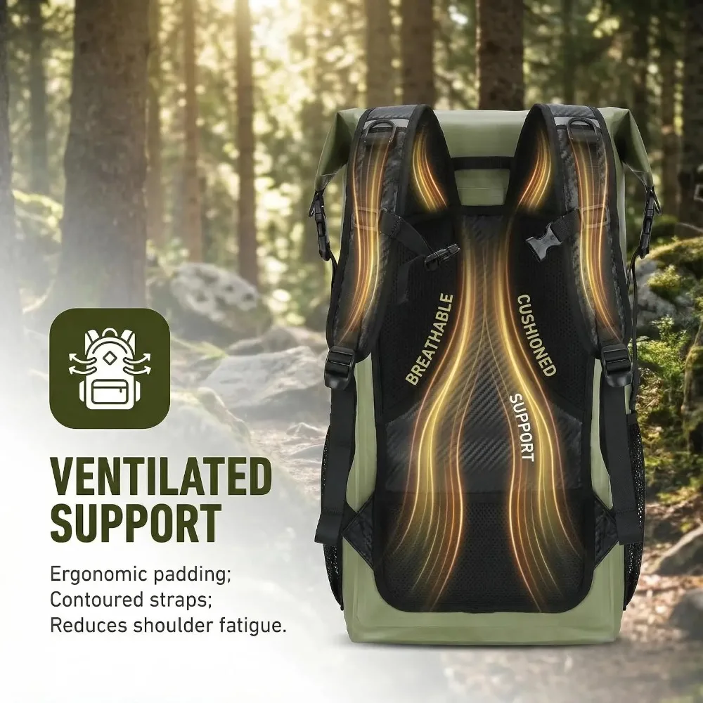 35L Swimming Waterproof Backpack Motorcycle Tail Bag Dry Luggage Bags for Kayaking Hiking Travel Beach Drifting Surfing Diving 썸네일 4