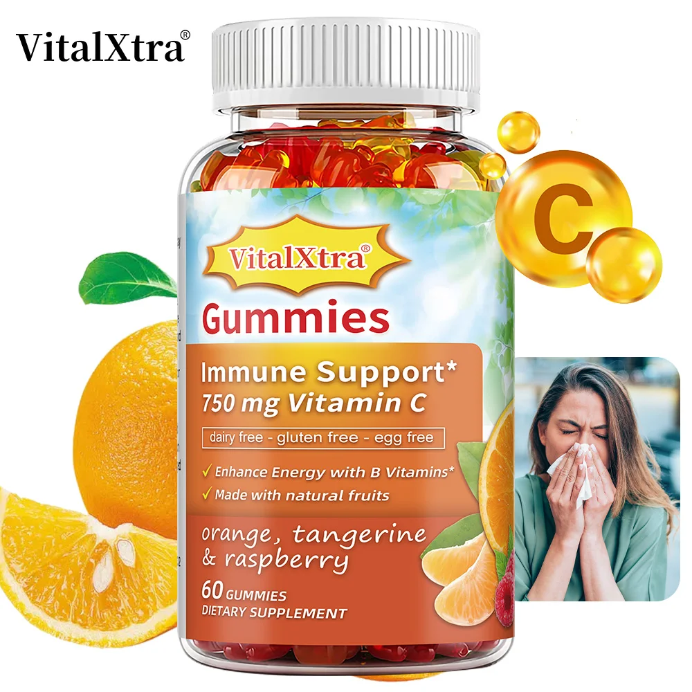 

Vitamin C Gummies, with VitaminB6,B12, Highly Absorbable, Enhance The Immune System and Collagen Production, Boosting Immunity