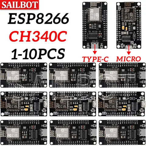 ESP8266 NodeMCU LUA CH340 ESP-12E WiFi Internet Development Board 4M Flash Serial Wireless Module for Arduino Type-c usb