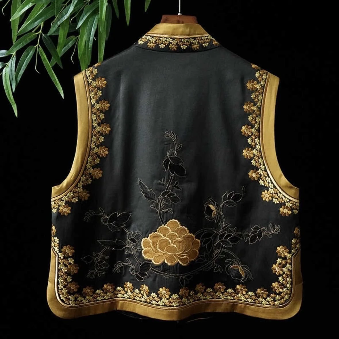 Cloud Appreciation Peony Chinese Style Vest Autumn Heavy Printing Personality Loose Match All Gender Vest Top Youth Daily Wear